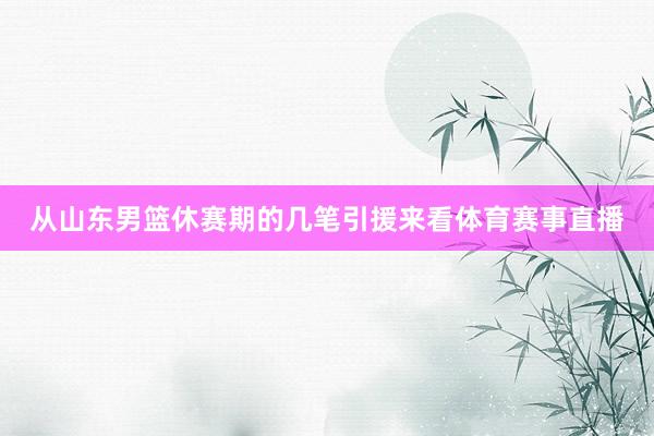 从山东男篮休赛期的几笔引援来看体育赛事直播