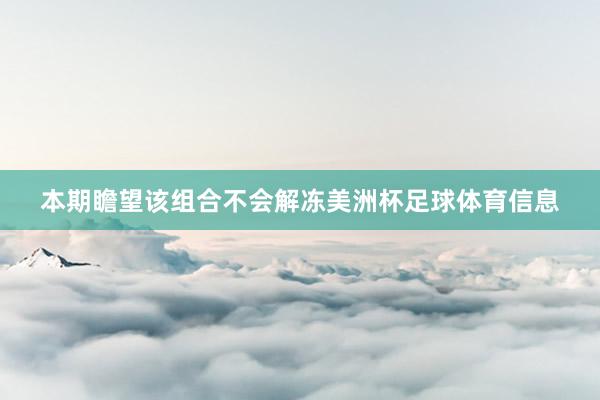 本期瞻望该组合不会解冻美洲杯足球体育信息