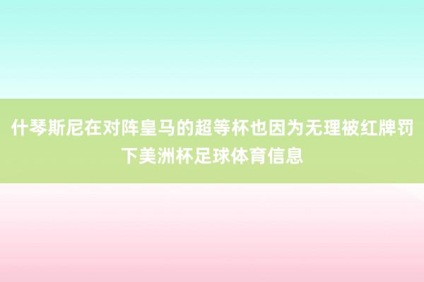 什琴斯尼在对阵皇马的超等杯也因为无理被红牌罚下美洲杯足球体育信息