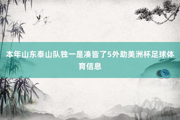 本年山东泰山队独一是凑皆了5外助美洲杯足球体育信息