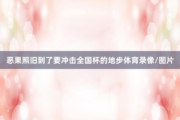 恶果照旧到了要冲击全国杯的地步体育录像/图片