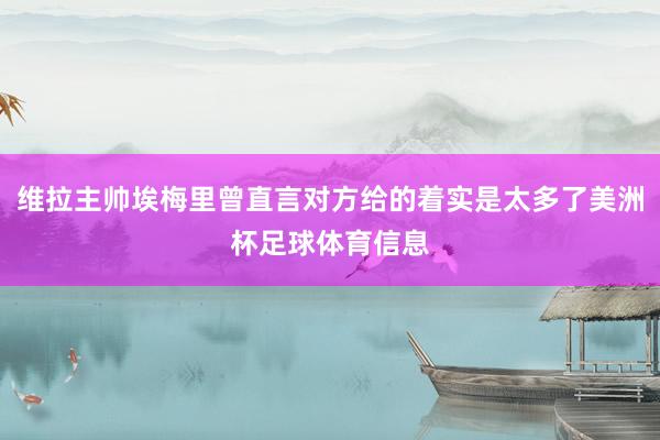维拉主帅埃梅里曾直言对方给的着实是太多了美洲杯足球体育信息