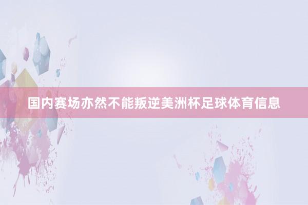 国内赛场亦然不能叛逆美洲杯足球体育信息