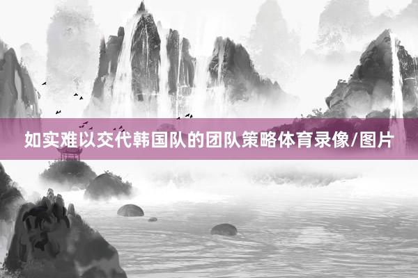 如实难以交代韩国队的团队策略体育录像/图片