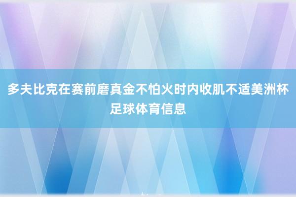 多夫比克在赛前磨真金不怕火时内收肌不适美洲杯足球体育信息