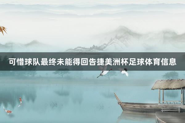可惜球队最终未能得回告捷美洲杯足球体育信息