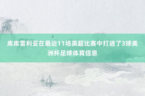 库库雷利亚在最近11场英超比赛中打进了3球美洲杯足球体育信息