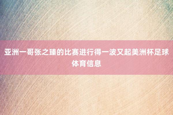 亚洲一哥张之臻的比赛进行得一波又起美洲杯足球体育信息
