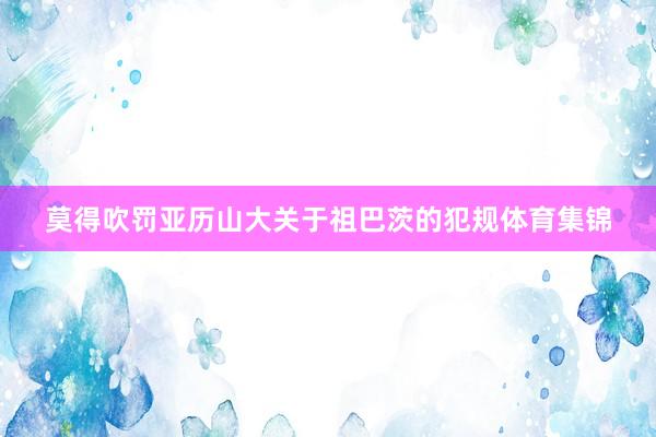 莫得吹罚亚历山大关于祖巴茨的犯规体育集锦