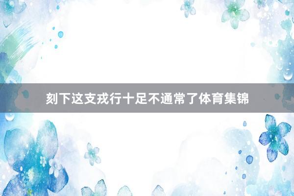 刻下这支戎行十足不通常了体育集锦