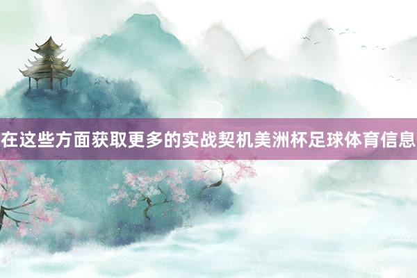 在这些方面获取更多的实战契机美洲杯足球体育信息