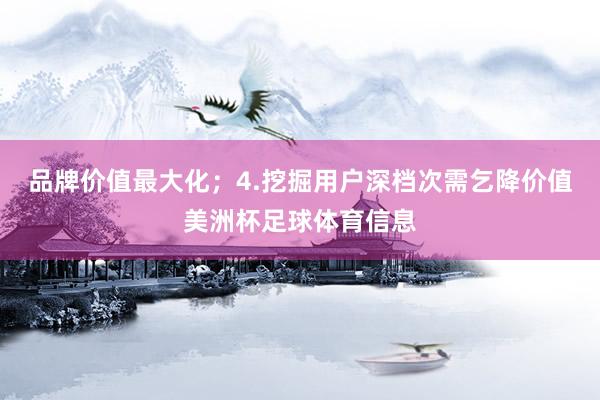 品牌价值最大化；　　4.挖掘用户深档次需乞降价值美洲杯足球体育信息