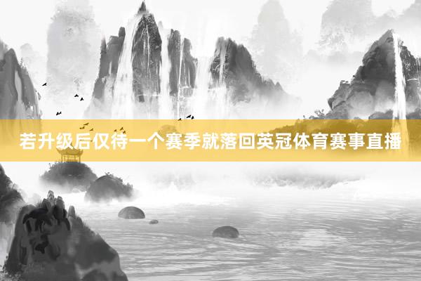 若升级后仅待一个赛季就落回英冠体育赛事直播