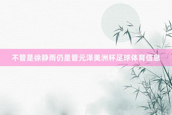 不管是徐静雨仍是管元泽美洲杯足球体育信息