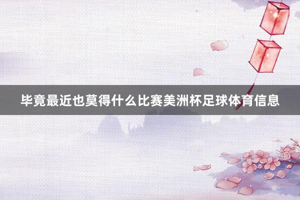 毕竟最近也莫得什么比赛美洲杯足球体育信息