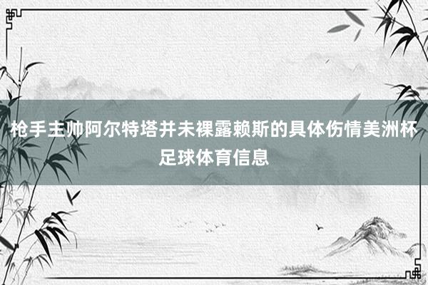 枪手主帅阿尔特塔并未裸露赖斯的具体伤情美洲杯足球体育信息