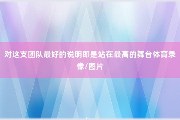 对这支团队最好的说明即是站在最高的舞台体育录像/图片