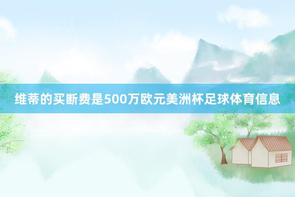 维蒂的买断费是500万欧元美洲杯足球体育信息
