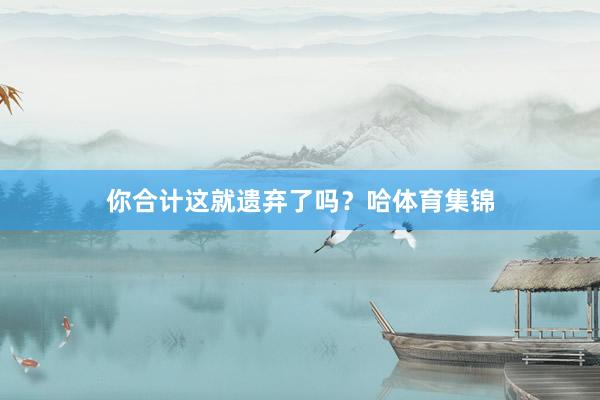 你合计这就遗弃了吗？哈体育集锦