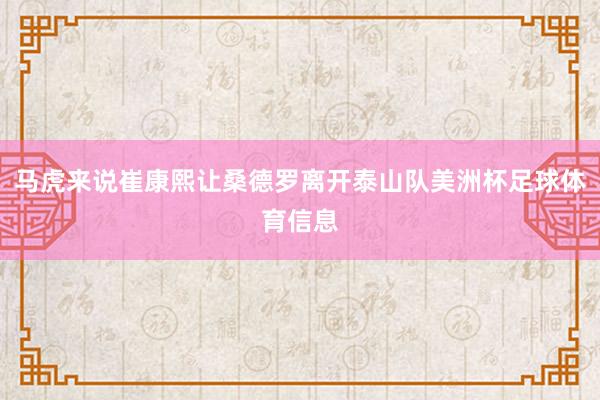 马虎来说崔康熙让桑德罗离开泰山队美洲杯足球体育信息