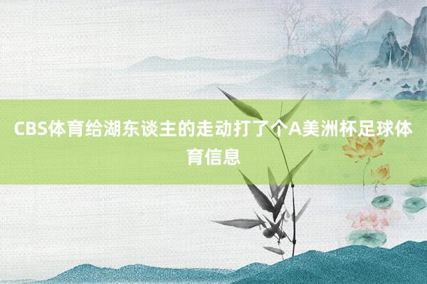 CBS体育给湖东谈主的走动打了个A美洲杯足球体育信息