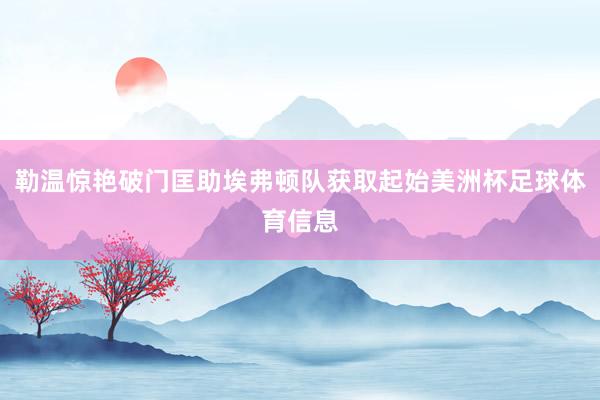 勒温惊艳破门匡助埃弗顿队获取起始美洲杯足球体育信息