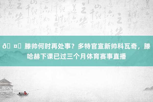 🤔滕帅何时再处事？多特官宣新帅科瓦奇，滕哈赫下课已过三个月体育赛事直播