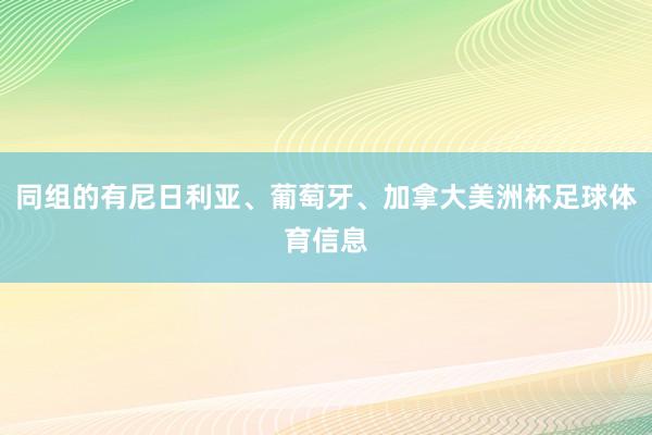 同组的有尼日利亚、葡萄牙、加拿大美洲杯足球体育信息