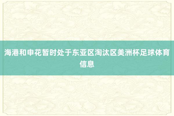 海港和申花暂时处于东亚区淘汰区美洲杯足球体育信息