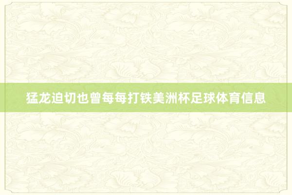 猛龙迫切也曾每每打铁美洲杯足球体育信息